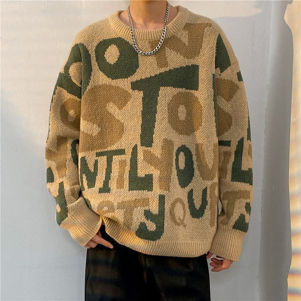 Color Contrast Knit Crewneck Sweater For Men