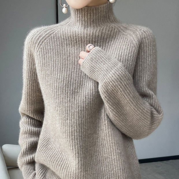 Pure Wool Half Turtleneck Pullover Solid Color Simple Bottoming Sweater