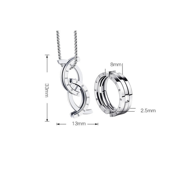 Unisex Stainless Steel Deformation Kissing Fish Ring