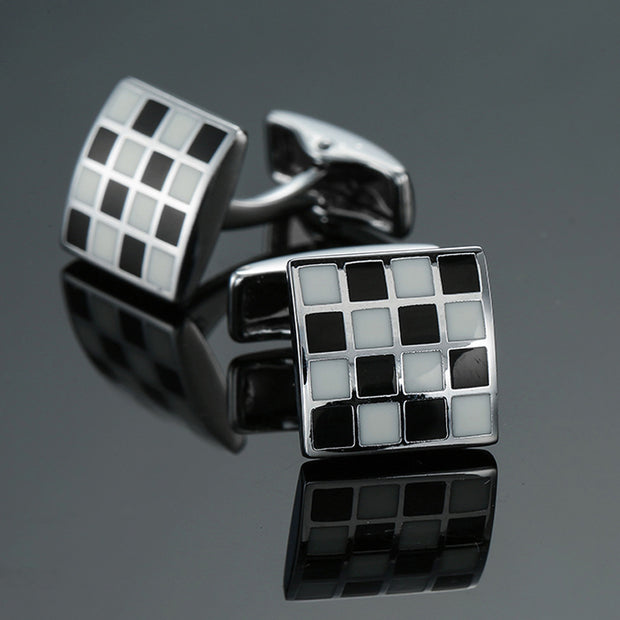 Men's Enamel Craft Vintage Pattern Series Cube Cufflinks