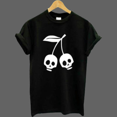 Cherry Death Head Black T-shirt